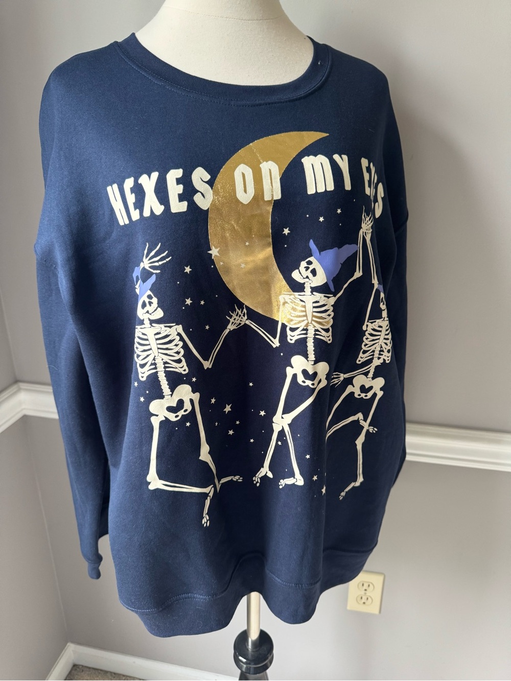 Navy 'Hexes On My Eyes' Graphic Crewneck Sweater